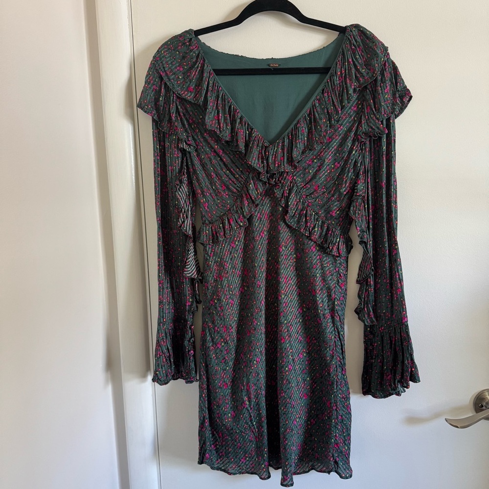 Free People Sweet Thing Ruffle Mini Long Sleeve Dress